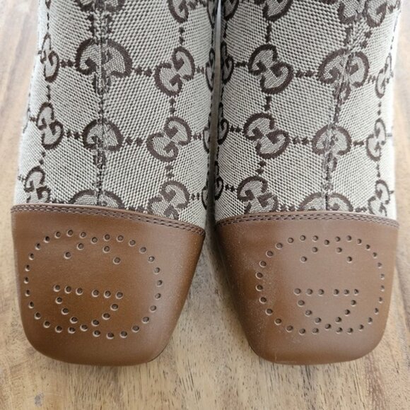 NWT Gucci GG Canvas Brown Monogram Ankle Boots - Picture 3 of 14